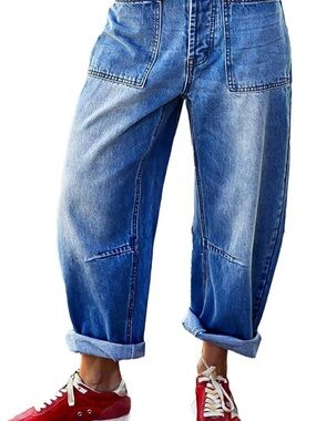 FLAMINGALS Light Blue Denim Barrel Jeans